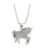 SPARKLING UNICORN NECKLACE 1&quot; Charm 17&quot; Ball Chain Crystal Pendant Bling... - $11.95