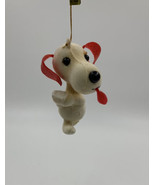 Vintage White Felt Covered Dog W/ Ears &amp;Tongue Christmas Ornament RARE H... - £6.62 GBP