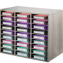 VEVOR Wood Literature Organizer File Sorter Paper Storage Holder 27 Slot... - $152.99