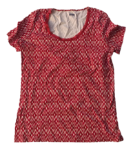 Basic Editions Shirt Red White Top T-Shirt Casual Summer Short Sleeves L 12 14 - £7.83 GBP