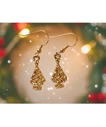 Gold Christmas Tree Earrings | Small Holiday Winter Fashion Jewelry - $463.85 MXN