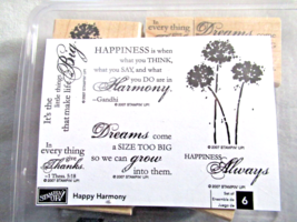 Stampin Up! 2007 Happy Harmony wood block set 6 pieces Dreams Happiness - £10.92 GBP