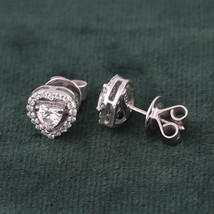 1.50 CT Heart Cut Moissanite Wedding Stud Earrings Women&#39;s 925 Sterling Silver - £85.38 GBP