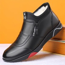 Genuine Leather Men boots Men&#39;s Winter Shoes Fashion wool Snow Boots Shoes Sneak - £73.71 GBP