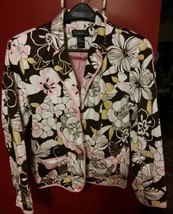 015 Womans Elementz Large Floral Pink Browns White Sport Coat Jacket - £23.46 GBP