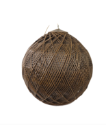 Vintage 70s Mid Century Modern MCM Wood Wicker Woven Orb Hanging Chain Lam - £249.16 GBP