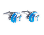 Bey Berk Cufflink Connoisseur Rhodium and Enamel Painted Fish Cufflinks - $23.95