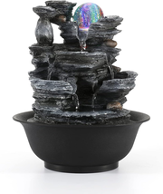 Dyna-Living Tabletop Water Fountain Indoor Waterfalls Fountains with Col... - £74.76 GBP