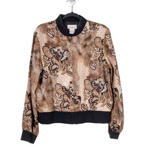 New York City Design Silk Jacket L Womens VTG Leopard Print Paisley Zipper - £18.49 GBP