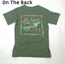 Jane Marie Chip Dippin Margarita Sippin Olive Green Tee Small - $19.79