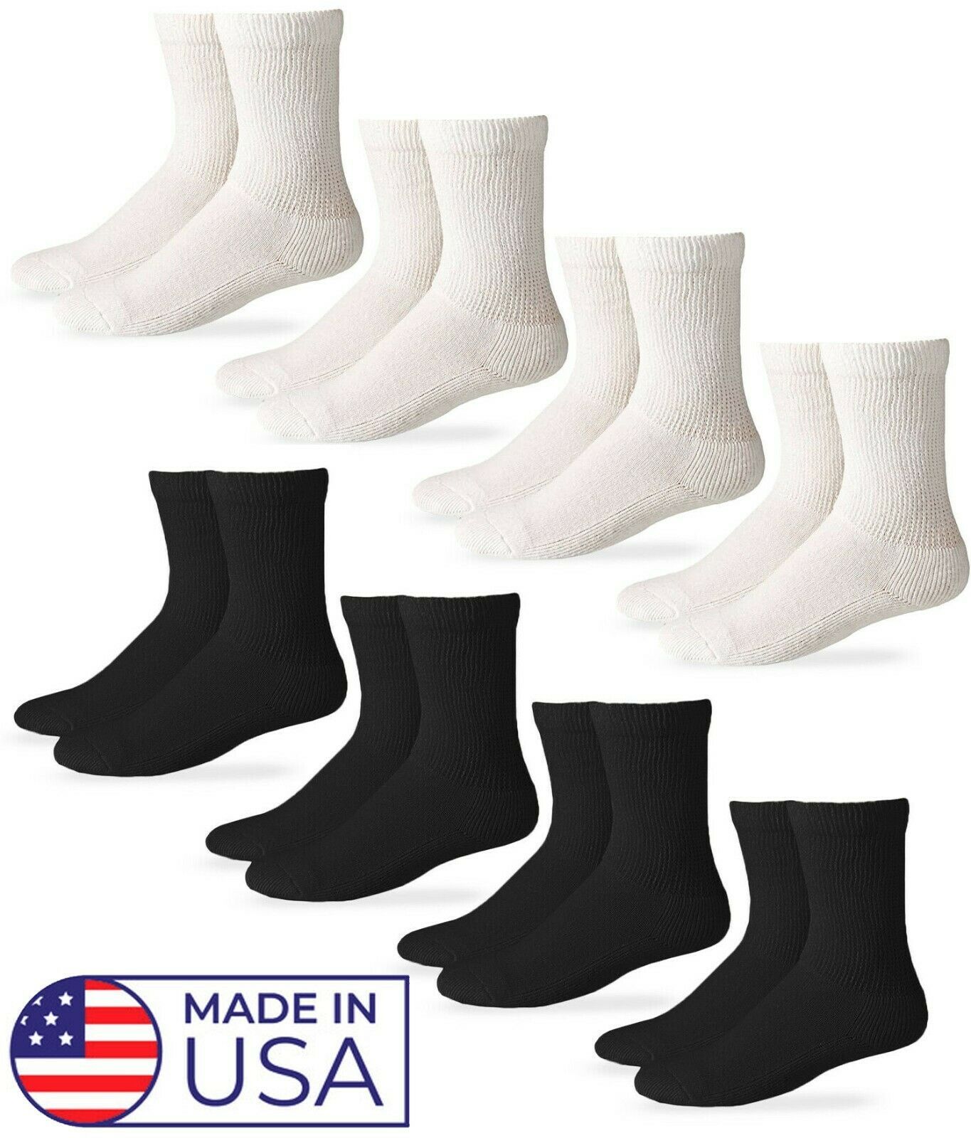 Carolina Ultimate Non-Binding Diabetic Health Mens Womens Crew Ankle Socks 4 PK