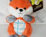 2017 Animal Adventure 9&quot; Plush Fox Blue Square Pattern New With Tags  - $24.70