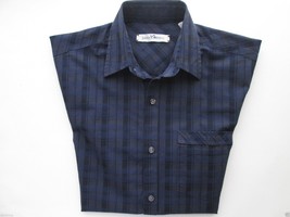 James Campbell Spread Plaids Short Sleeve Men’ Sport Shirt Dark Blue S MSRP $79 - $33.24