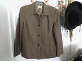 Talbots Brown &amp; Tan Silk &amp; Wool Tweed Blazer Jacket Size 12 - $29.70