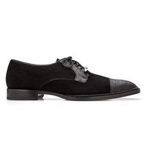 Belvedere Capitano Genuine Oiled Caiman Crocodile Italian Suede Black R103 image 3