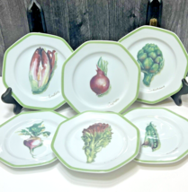 6 William Sonoma Vegetable Garden Cocktail Appetizer Snack Bread Plates 6.5&quot; - $43.56