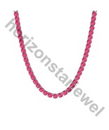 22&quot; Tennis 5 MM Necklace 55 Ct Round Cut Lab Created Ruby 14K White Gold... - £201.31 GBP