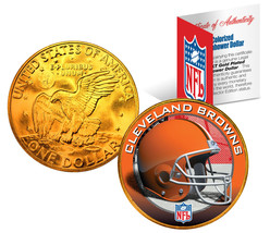 Cleveland Browns Nfl 24K Gold Plated Ike Dollar Us Coin * Nfl Licensed * - £7.54 GBP