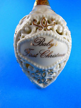 Baby&#39;s First 1st Christmas light cover Ornament 4&quot; Ivory &amp; Gold Ganx Por... - $222.81 MXN