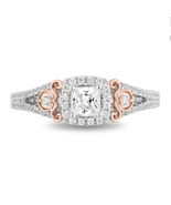 Enchanted Disney Fine Jewelry 14K White Gold and Rose Gold 3/4 CTTW Cind... - $65.65