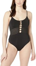 NWT Jets Swimwear Australia Black Parallels Tank One-Piece Swimsuit Women Size 4 - £33.47 GBP