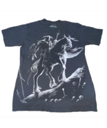 The Mountain Pale Horse Rider Grim Reaper Skull Dark Fantasy Black Shirt... - £15.65 GBP