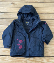 mountain hardwear girl’s full zip hooded coat size XS black floral X8 - $25.75