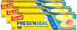 Eco-Friendly Press'N Seal Plastic Wrap - 100 Sq Ft Roll, 3 Pack, Microwa... - $40.54