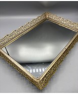 Vtg Gold Tone Filigree Vanity Mirror Tray Ornate Frame Hollywood Regency... - $30.38