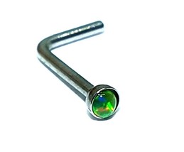 Nose Stud Opal Green 1.5mm Gemstone 20g (0.8mm) Surgical Steel L Bend Deep Cup - £4.21 GBP