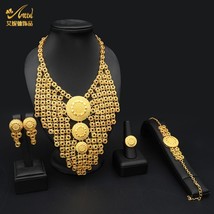 ANIID Dubai Big Copper 24K Gold Color Jewelry Set For Women African Wedding Neck - £52.28 GBP