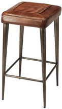 Bar Stool Rustic Brown Distressed Iron Leather - £634.71 GBP