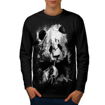 Eating Panda Face Tee Bamboo Eater Men Long Sleeve T-shirt - £11.95 GBP