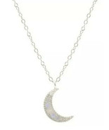 NEW IP Kris Nations Opalescent Moon Sterling Silver Necklace  - £23.28 GBP