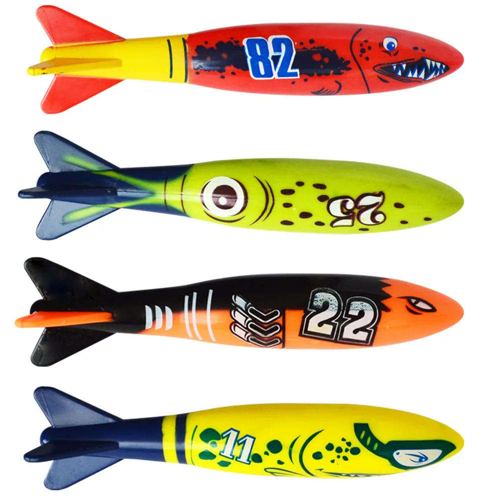 4pcs Diving Game Dive Sticks Unisex Underwater Kids Toy Set Torpedo Rocket - £13.46 GBP