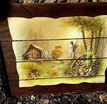 Vtg Country Picture Print Barn Wood Rustic Farm Mailbox Wheel Andrew Orp... - £47.81 GBP