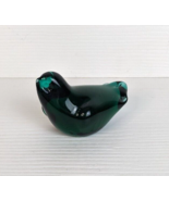 Green Art Glass Bird Figurine Paperweight Glass Bird 2&quot;  - £11.67 GBP