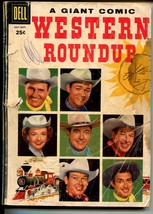 Western Roundup #15 1956-Dell-Giant Edition-Roy Rogers-Rex Allen-Gene Autry-P/FR - £14.10 GBP