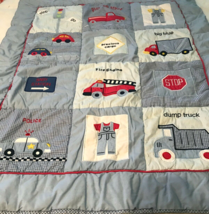 LAMBS &amp; IVY Precious Cargo Trucks Cars Quilted Crib Comforter Quilt Blanket - £19.38 GBP