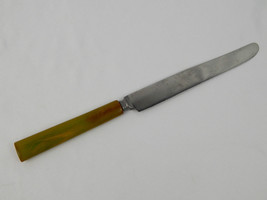 VINTAGE GREEN SWIRL BAKELITE STAINLESS STEEL BUTTER KNIFE 9-1/4&quot; - £7.58 GBP