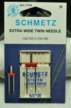Schmetz Sewing Machine Extra Wide Twin Needle 1734 - $7.95