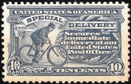 1917 10c Motorcycle, Special Delivery, Ultramarine Scott E11 Mint F/VF NH - $45.00