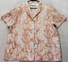 Alfred Dunner Shirt Womens Size 14 Pink Snake Print Polyester Collar Button Down - £16.19 GBP