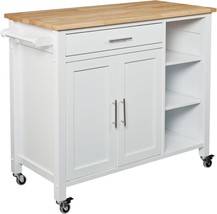 Rolling Kitchen Cart Island With Fixed Shelves And A Cabinet From Sei Furniture, - £358.57 GBP