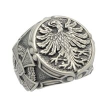 German Eagle Sterling Silver 925 Biker Cross Men's Ring US Sizes - $148.80