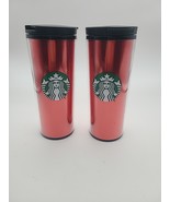 2020 Starbucks Pair Of Red Logo Mermaid Insulated Tumbler With Lid  - $10.45