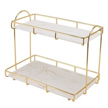 2 Tier Cosmetic Storage Shelf Large Capacity Waterproof Gold Metal Rack For Bath - £45.06 GBP