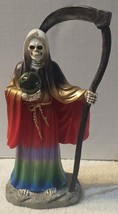 Grim Reaper Santa Muerte Globe Ball Scythe Fantasy Mythical Figurine - £24.51 GBP