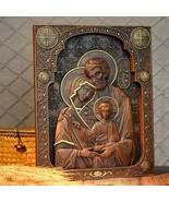 Holy family Nativity Wood Carving Gift - Religious Byzantine Icon - €60,37 EUR+
