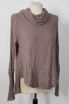 We The Free People S Brown Waffle Cowl Neck Hi-Low Top Shirt Flaws - £15.12 GBP